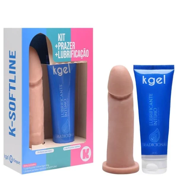 Kit K-Softline Lubrificante Tradicional + Pênis De Borracha Kgel