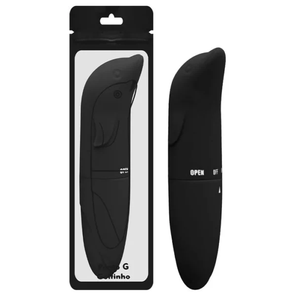 Vibrador Golfinho Toque Aveludado Preto