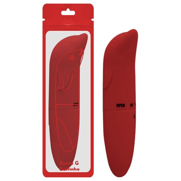 Vibrador Golfinho Toque Aveludado Vermelho